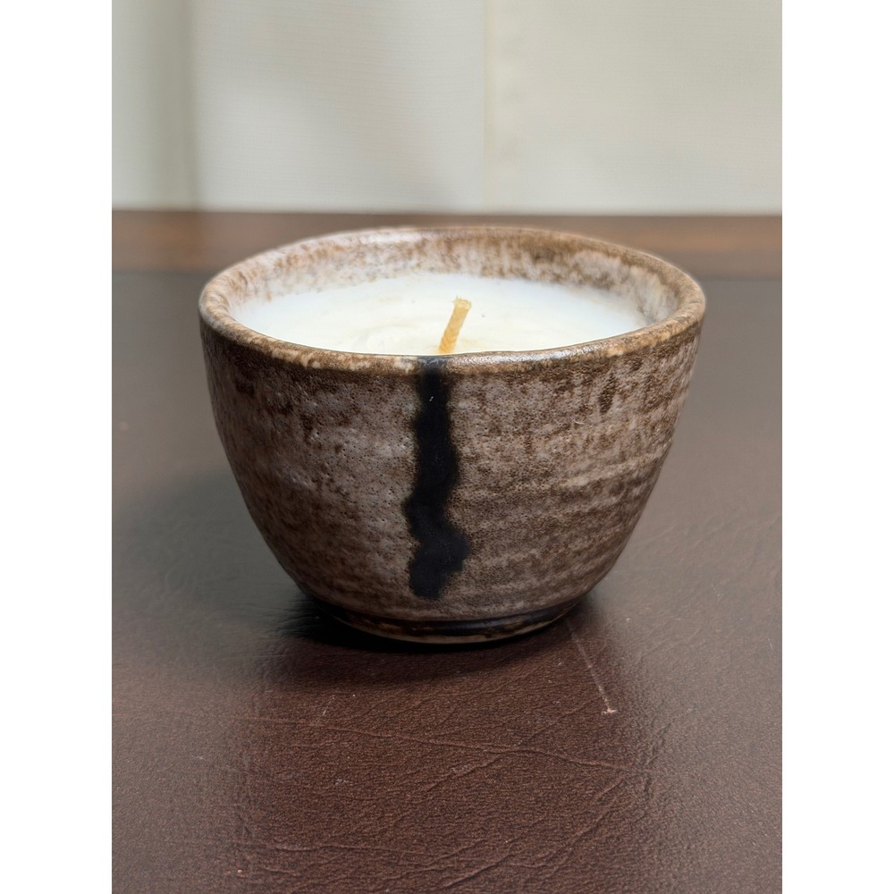 McCarty Pottery Nutmeg Candle Mississippi River Mark Unsigned Vintage 3.25in